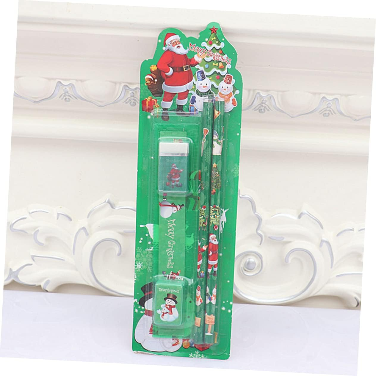 Christmas Theme Stationery Set 3 Packs 5Pcs Kit with Pencils Erasers Rulers for Kids School Supplies Holiday Random Color image number 3