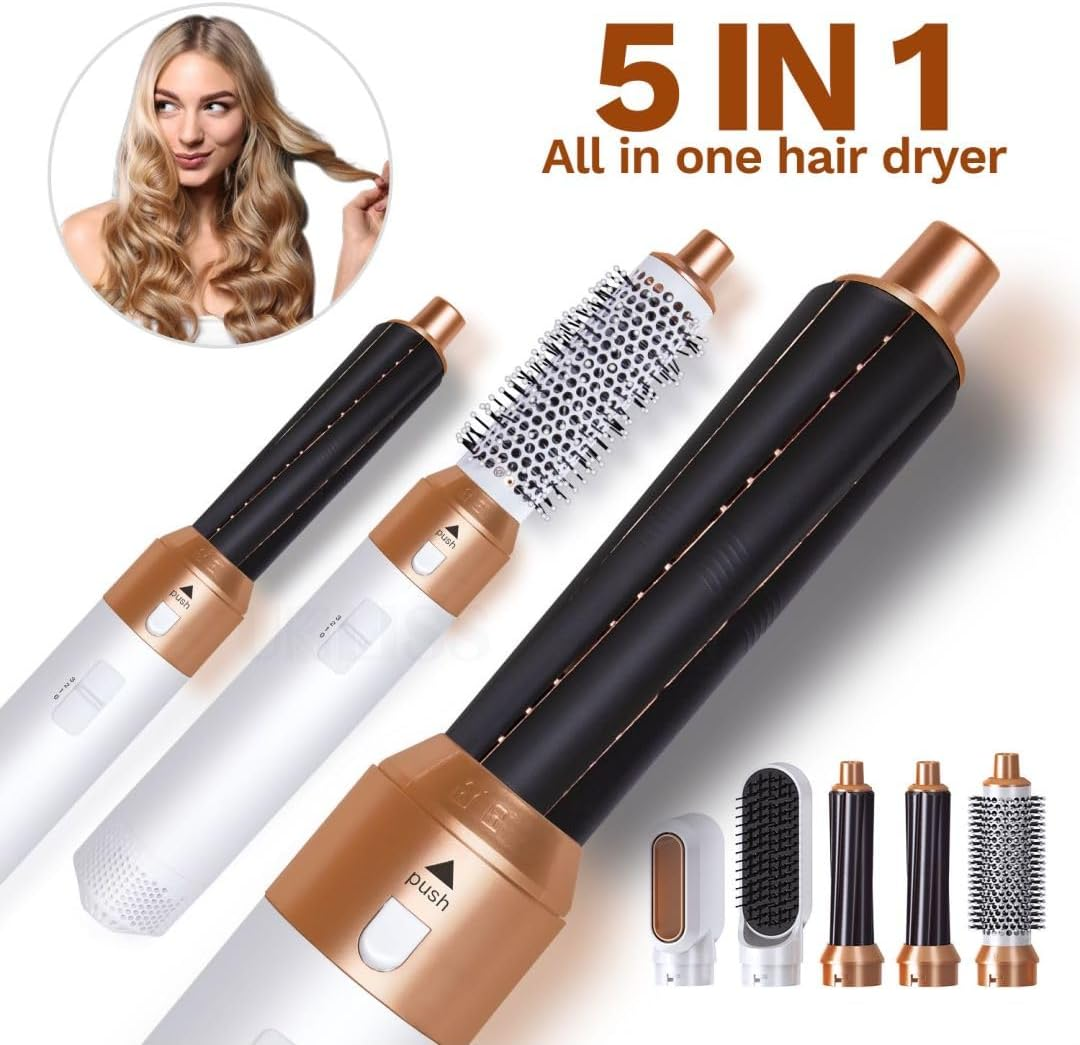 OLY the Complete 5 in 1 Hair Styler by Hoppy Beauty - Hair Dryer Brush for Styling, Curling, Volumizing, Straightening - Detachable & Interchangeable Hair Styling Tools for All Hair Types image number 6