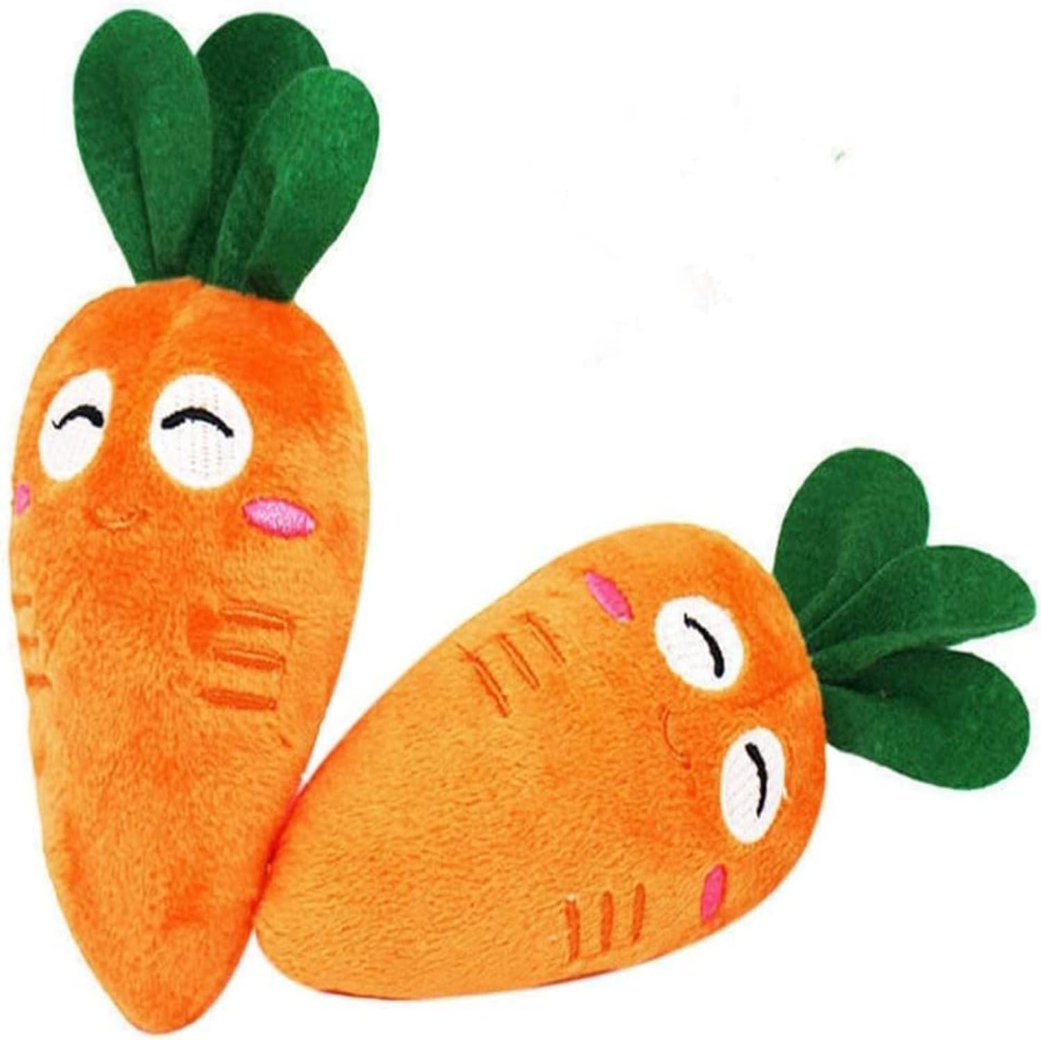 Ymhapp Soft Dog Toys Funny Cute Carrot Plush Chew Toys for Dogs Cats with Squeaky Sounds 4 Pack