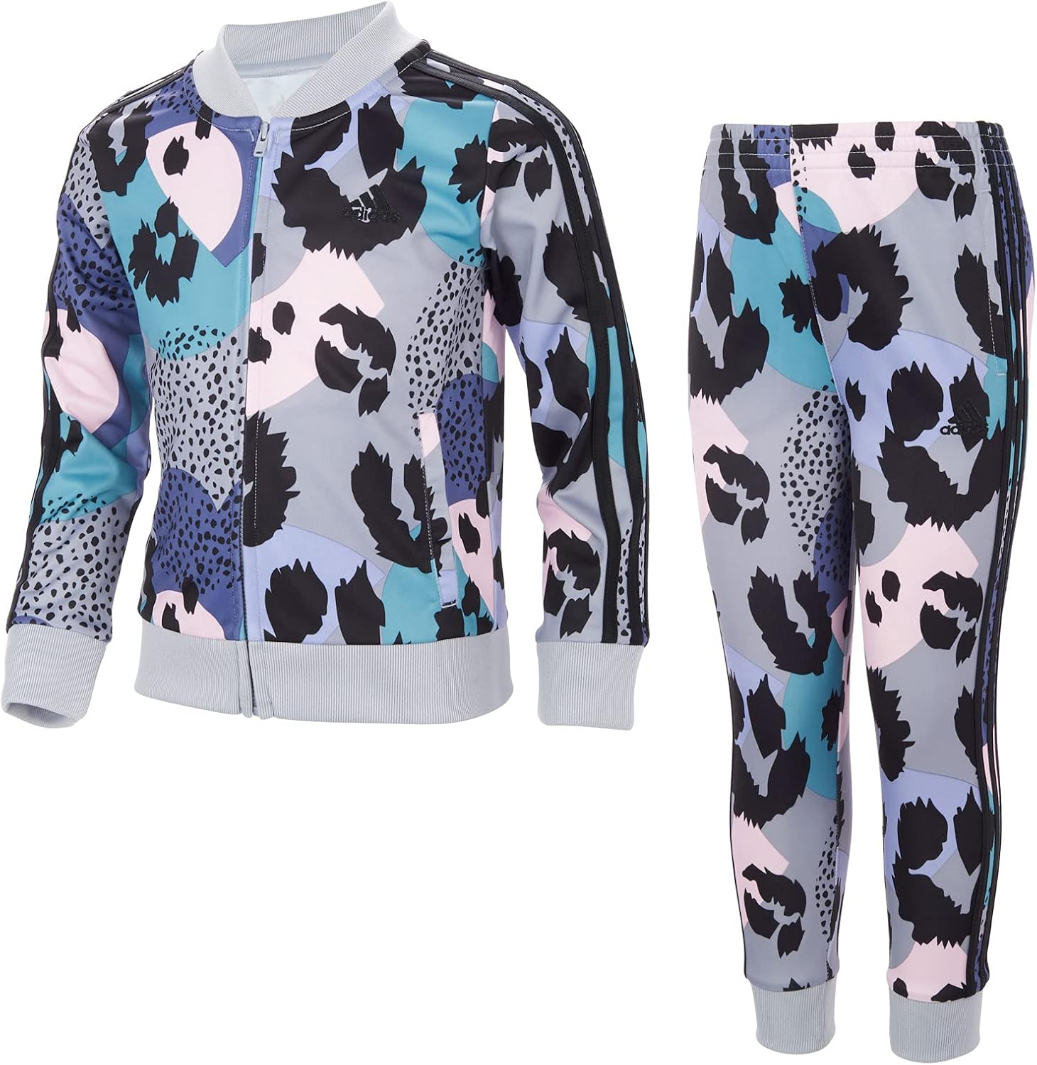 Adidas Girls Zip Front Classic Tricot Jacket and Joggers Set image number 2