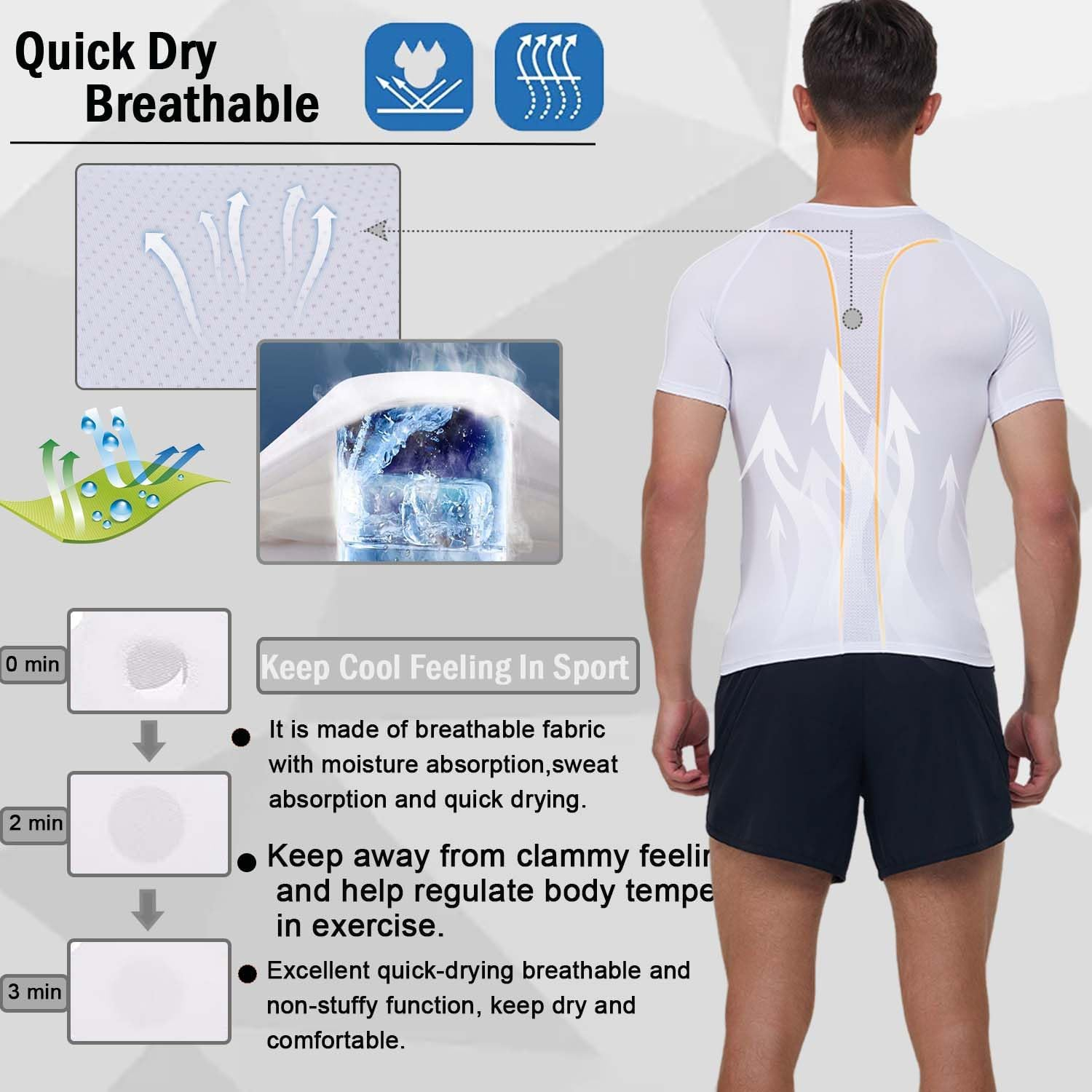 Men'S Compression Shirt Short Sleeve Sports T-Shirt Training Shirt Elastic Quick-Drying Running Shirt