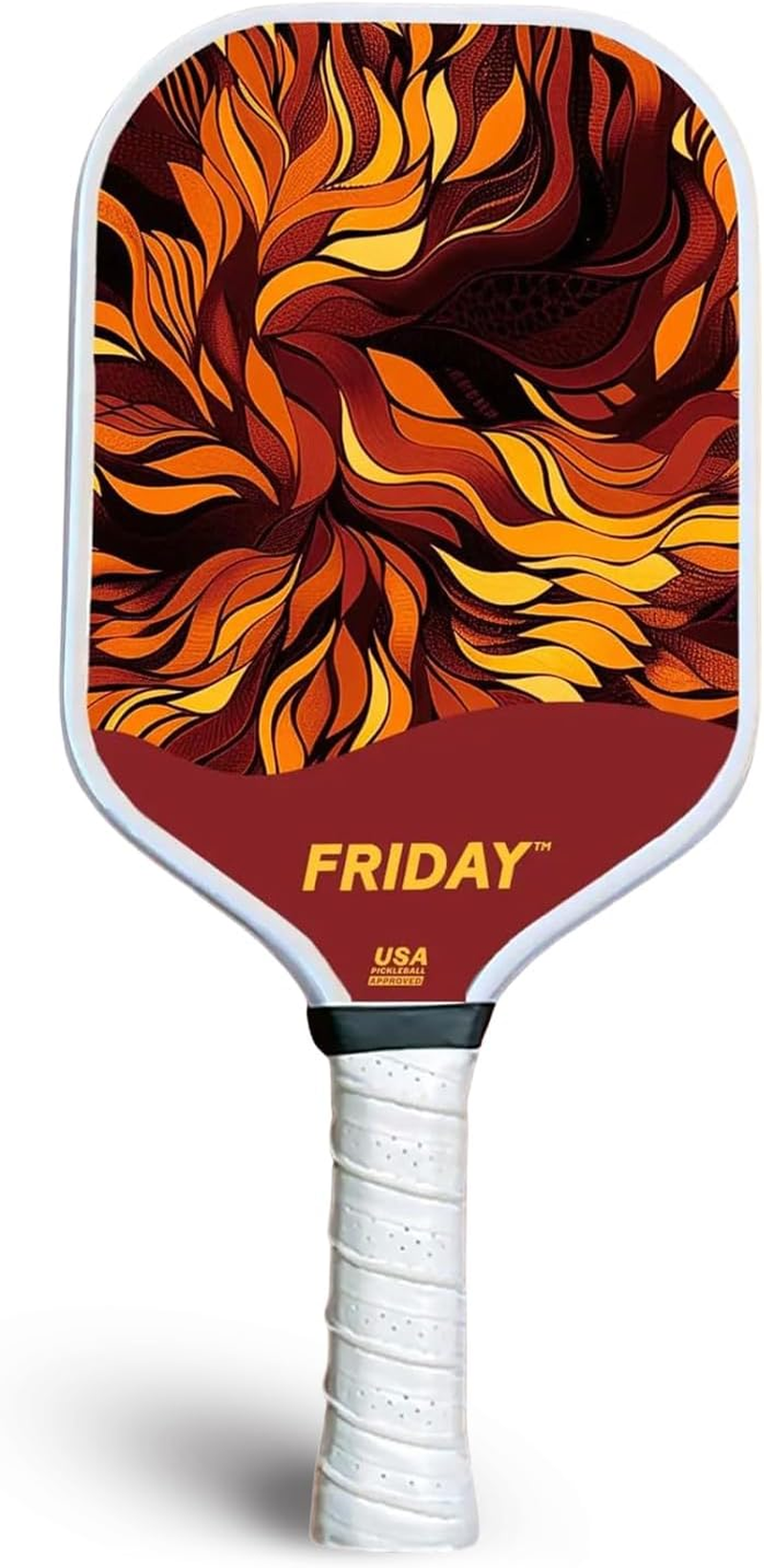Friday Pickleball Paddle, USA Pickleball Approved, Durable Carbon Fiber, Thermoformed Unibody Design, Honeycomb Core, Gritty Surface for Spin