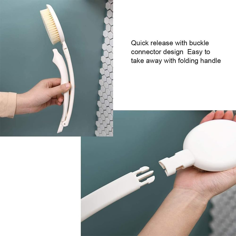 MUSONG 3-In-1 Long Handle Back Brush &ndash; Shower Body Scrubber with Interchangeable Heads, Bath Sponge and Lotion Applicator for Men, Women, Seniors, and Travel image number 3
