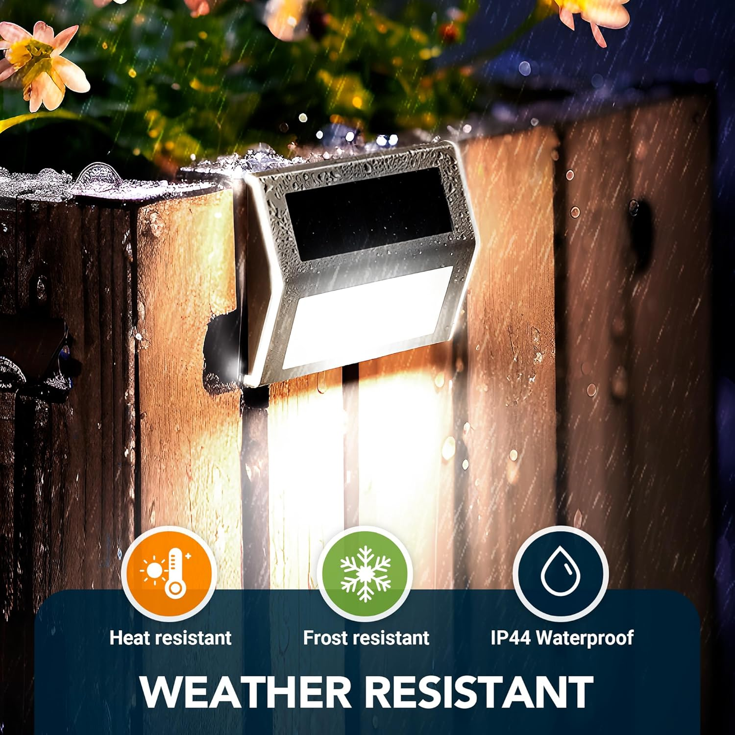 GIGALUMI 12 Pack Solar Fence Lights Outdoor, Waterproof LED Step Lighting Stainless Steel Solar Powered Lights for Step, Stairs, Pathway, Garden (Cold White) image number 3