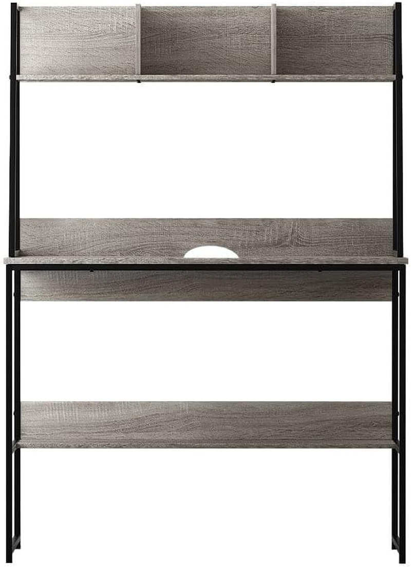 Artiss Computer Desk 100Cm Grey Particle Board Desktop Steel Frame Office Corner Laptop Desks Shelf Study Student Table, Home Furniture for Room, Partitioned Shelves Under-Desk image number 1