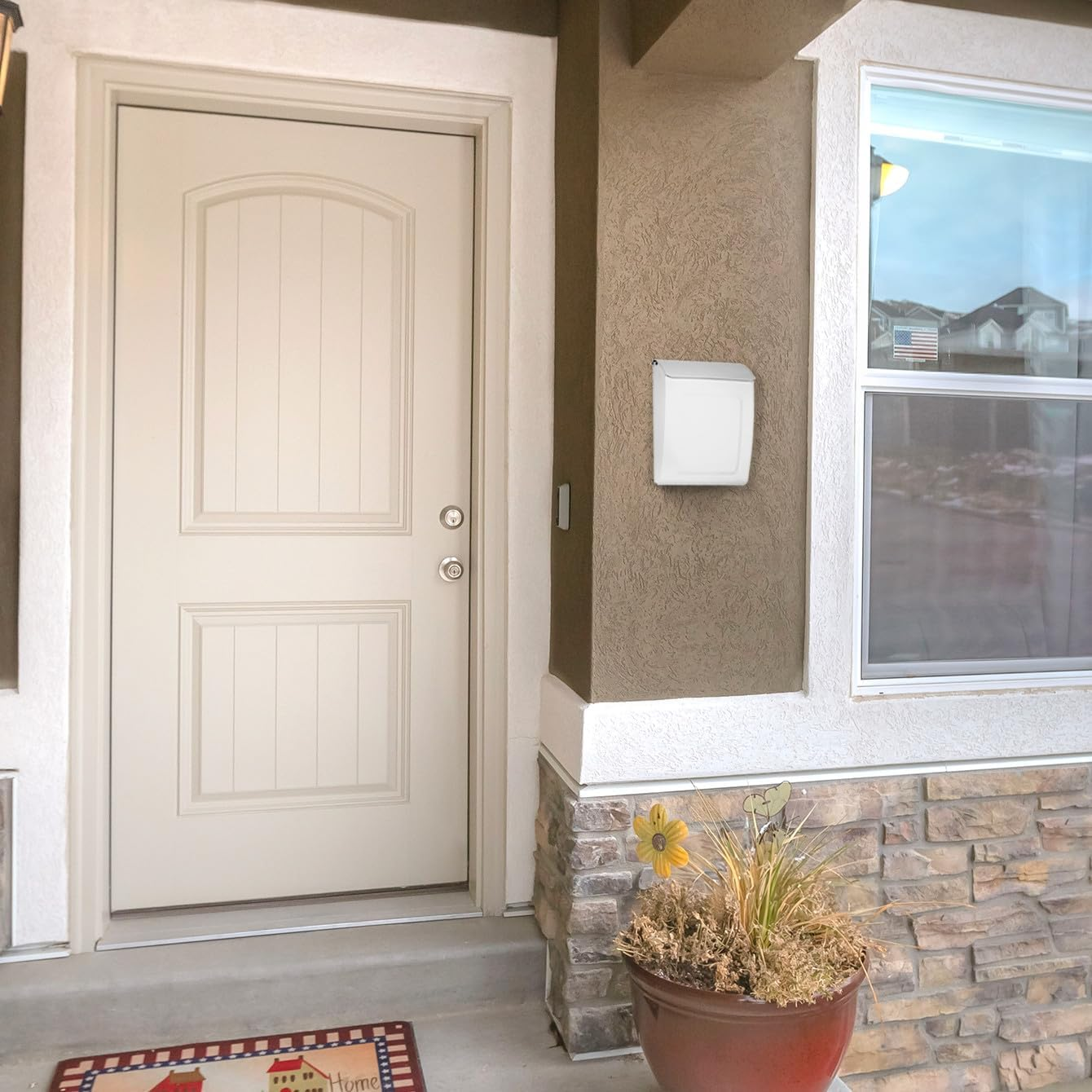 Architectural Mailboxes Aspen Galvanized Steel, Locking, Wall Mount Mailbox, 2594W-10, White, Small Capacity image number 1