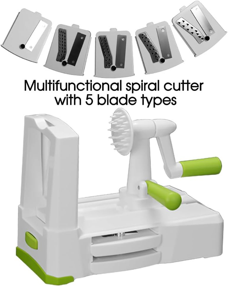 Leona Co Manual Spiral Vegetable Slicer with 5 Blades &ndash; Zoodle Maker, Handheld Spiralizer for Zucchini, Carrots, Cucumbers & More image number 6