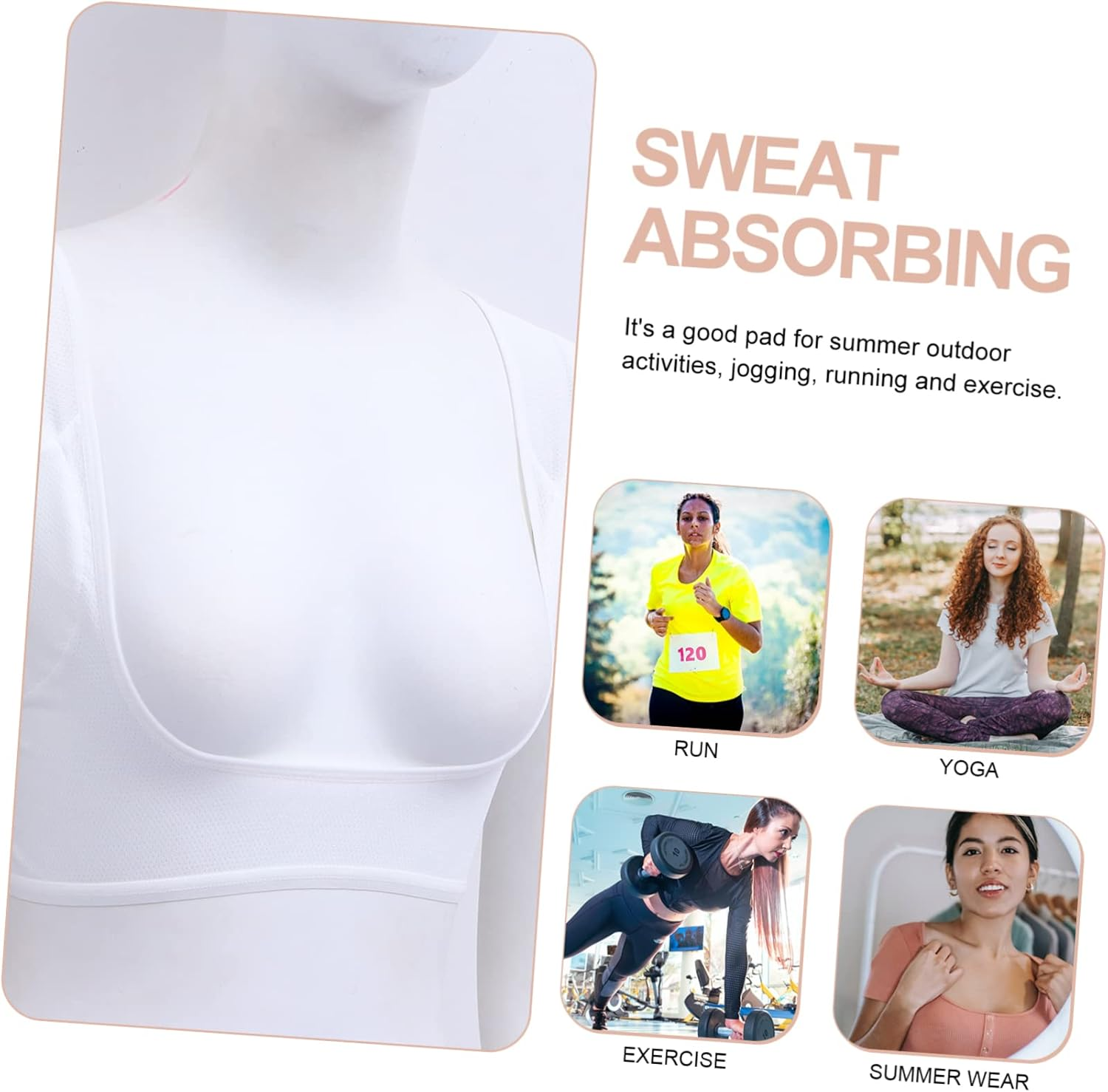 Healeved Underarm Protectors for under Arms Armpit Vest Shield Underboob Absorbent Sweat Pad under Arm Pads for Sweat Women Tank Blocker Polyester