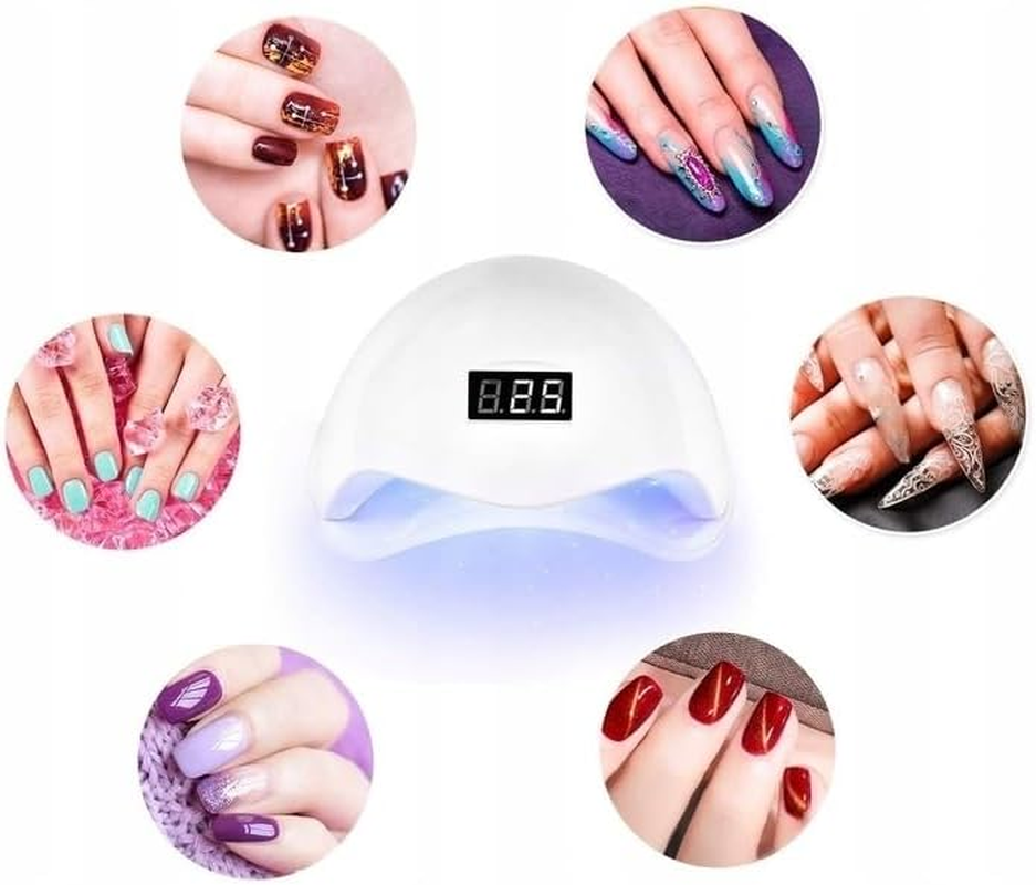 LALILL UV LED Lamp for Nails 48 W &ndash; White, Nail Dryer &ndash; Nail Lamp for All Gel Polish Polish, Hybrid &ndash; 10/30/60/99S Timer, Infrared Sensor, LCD Display &ndash; Curing, Nail Modeling, Manicure image number 1