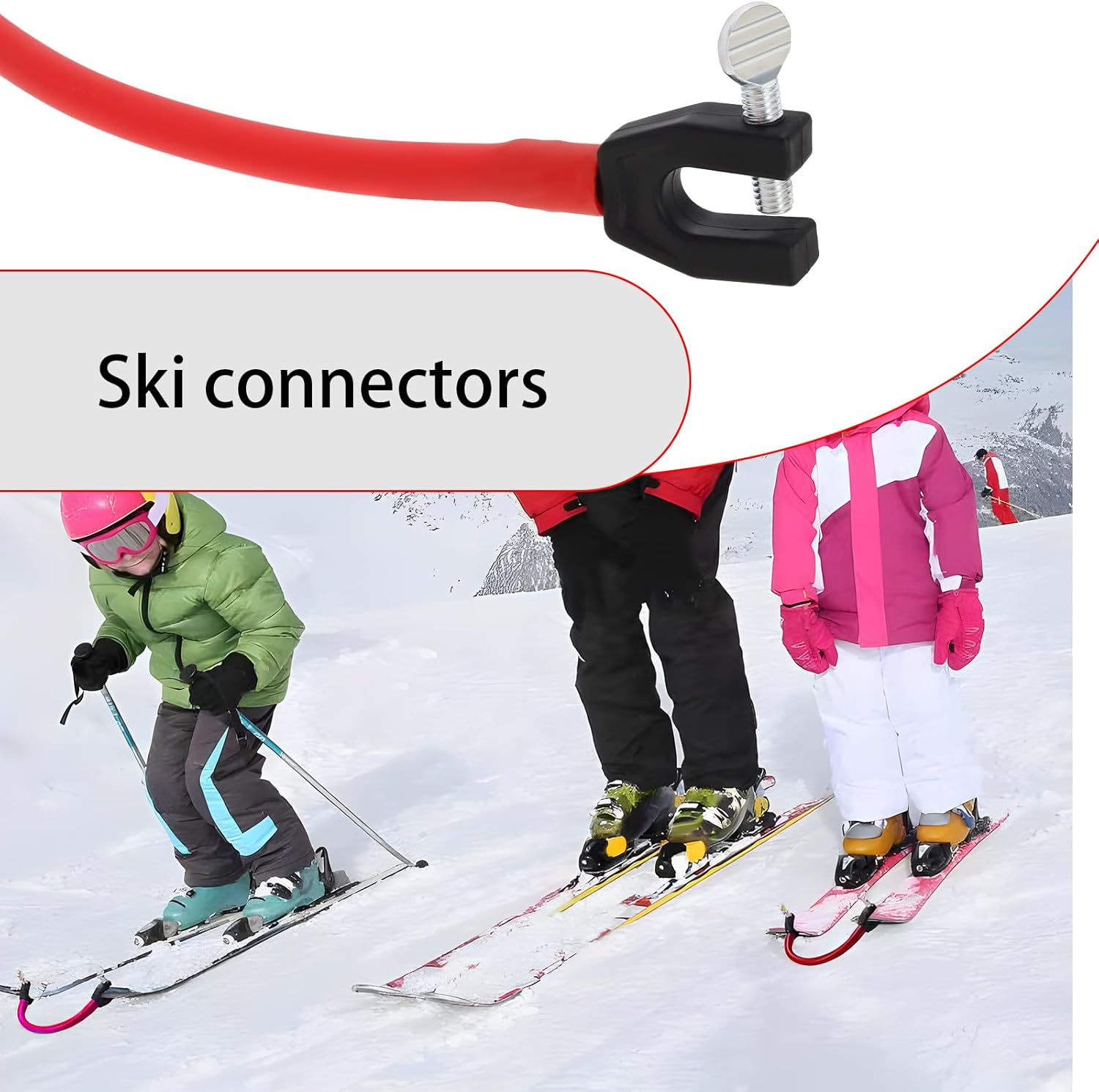 LT Easiyl Ski Connector Ski Wedge Aid Snowboard Connector Snowboard Tip Connector Red Ski Tip Connection for Ski Lovers Trainer Beginners image number 3