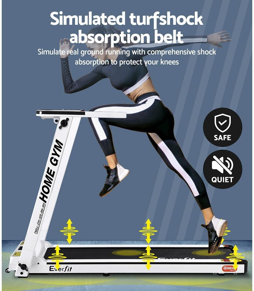 Everfit Treadmill Electric Treadmills with 420Mm Running Belt, Fully Folding Walking Pad Foldable Machine Exercise & Fitness Equipment, White with up to 12Km/H Speed for Home Gym Cardio Training image number 4