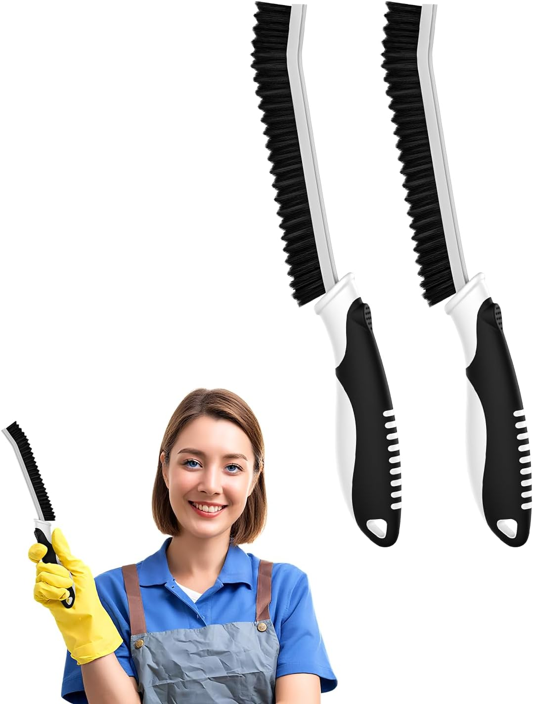 Cleangor Crevice Cleaning Brushes, Grout Cleaner Brush for Small Spaces to Reach, Magic Brush, Bathroom Accessory, Cleaning Tools, Cleaning Supplies for Shower, Toilet, Sink (2, Black) image number 6