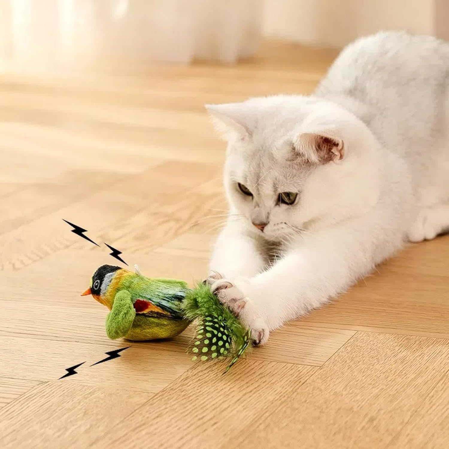 Cat Toys Vocalize Feathers, Birds, Kittens Nibble Toys, Cat Teasing Stick Supplies (Know More Blue) image number 1