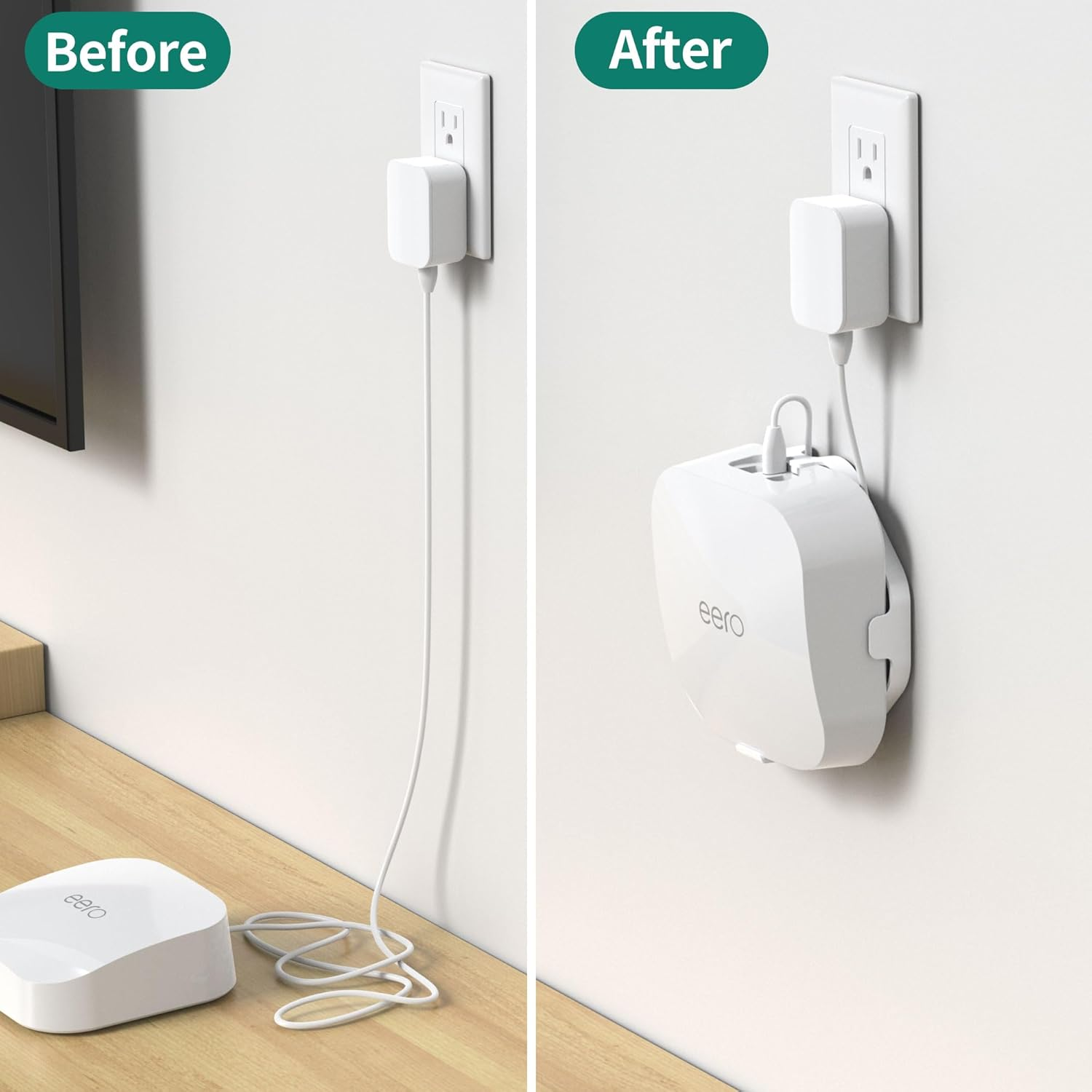 Homemount Made for Eero Pro 6/6E Wall Mount - Secure & Sleek Cable Management, Compatible with Eero Pro 6/6E, Durable ABS Material, Easy Installation image number 4