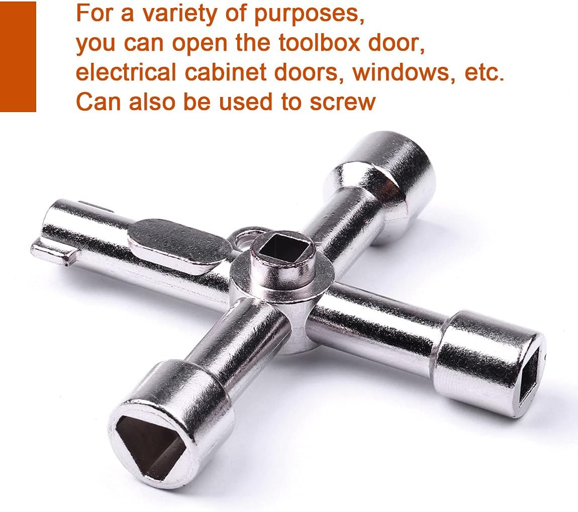 ATOPLEE 4-Way Utilities Key - Triangle/Square/Panel Cross for Faucet, Gas Meter, Valve, Spigots, Electrical Cabinet Opening image number 1