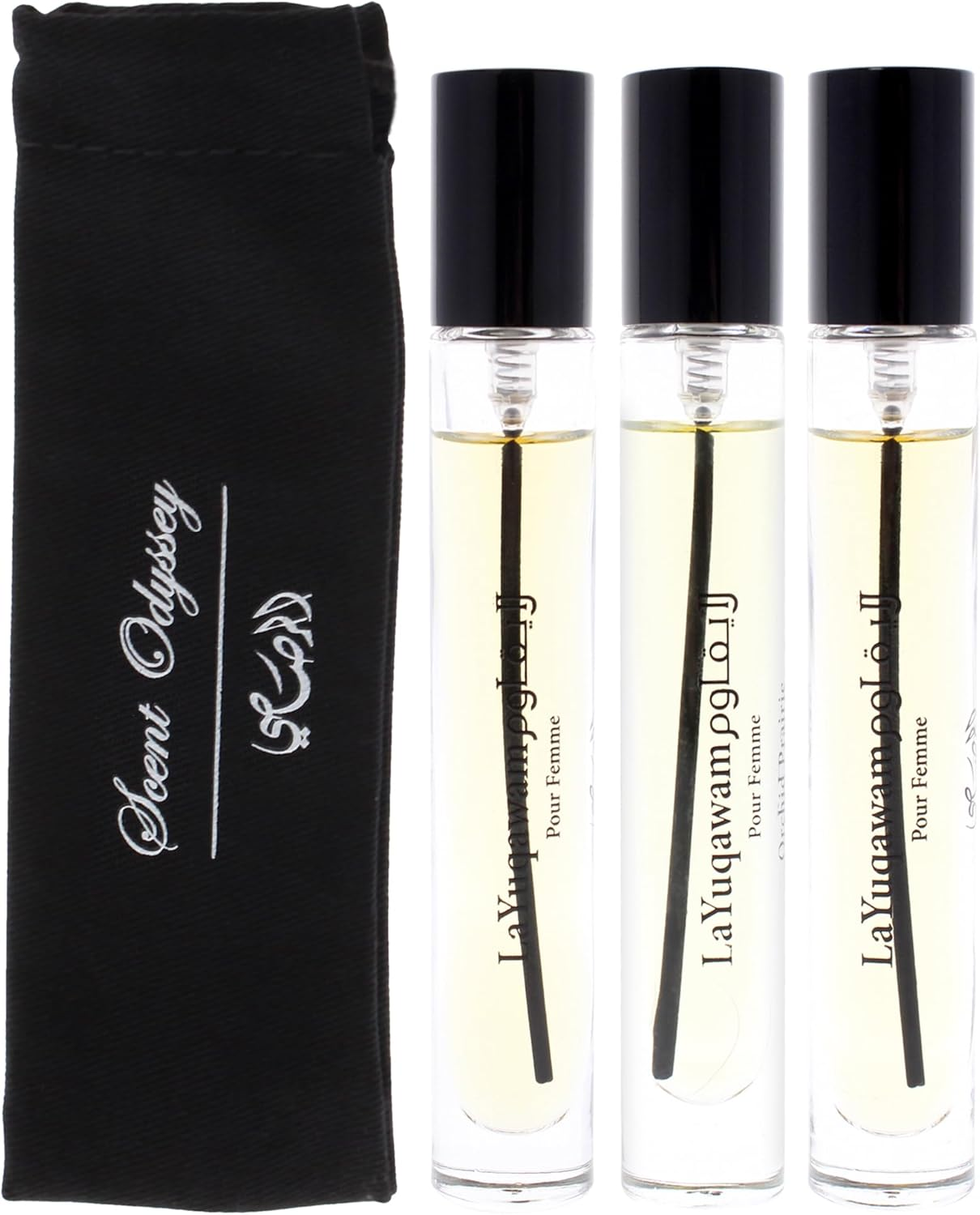 Scent Odyssey - La Yuqawam by Rasasi for Women - 3 Pc Mini Gift Set 0.25Oz Layuqawam Pour Femme EDP Spray, 0.25Oz Jasmine Wisp EDP Spray, 0.25Oz Orchid Prairie EDP Spray image number 1