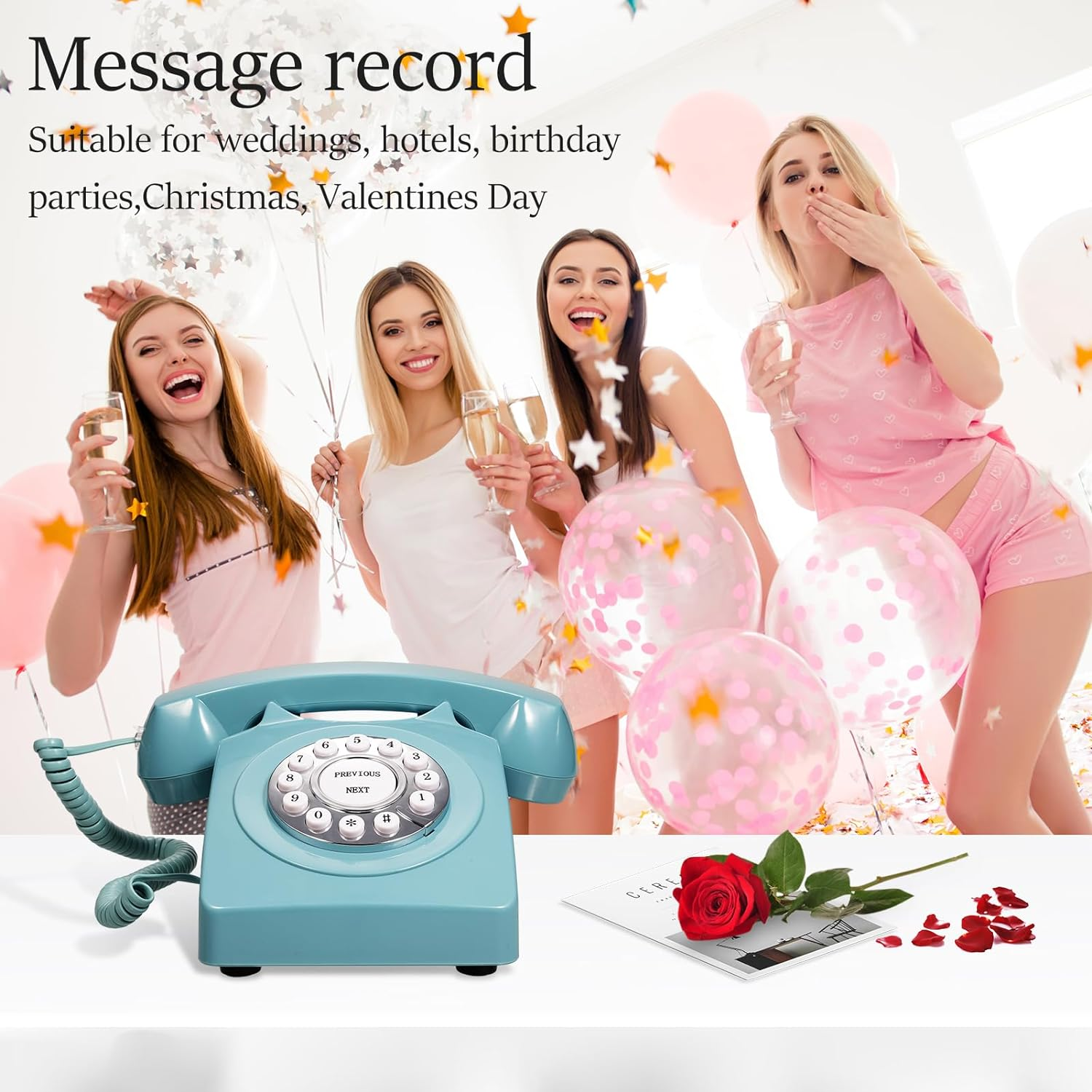 LAPOOH Audio Message Book Voice Record Wedding Phone Customized with Voicemail Best Wishes Suitable for Bridal Shower Birthday Party Baby Shower Anniversary Engagement
