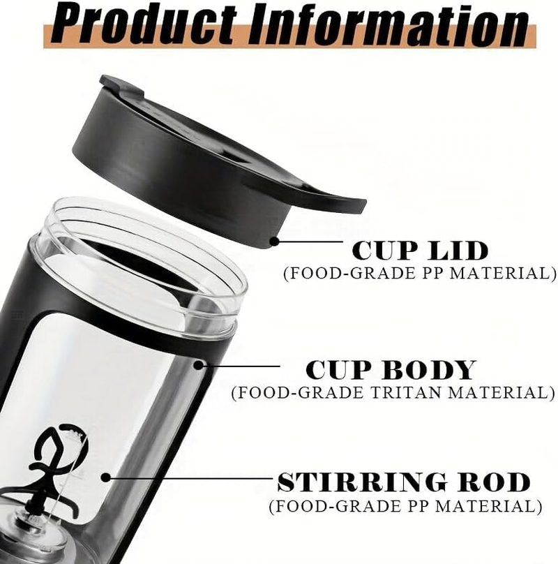 Electric Protein Shaker Bottle, 650Ml Portable Mixer Cup/Usb Rechargeable Shaker Cups for Shakes and Meal Replacements (Black) image number 5