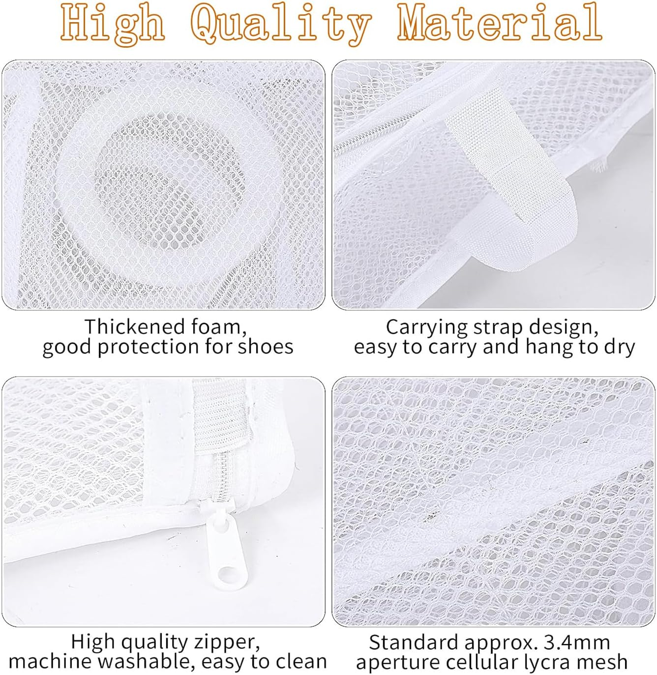 Yharnamite 2 Pcs Mesh Laundry Bags, Shoes Wash Bags, Travel Laundry Bag, Sneaker Mesh Washing Bag Shoe Bag for Washing Machine, Laundry Bag White Laundry Washing Bags Net image number 4