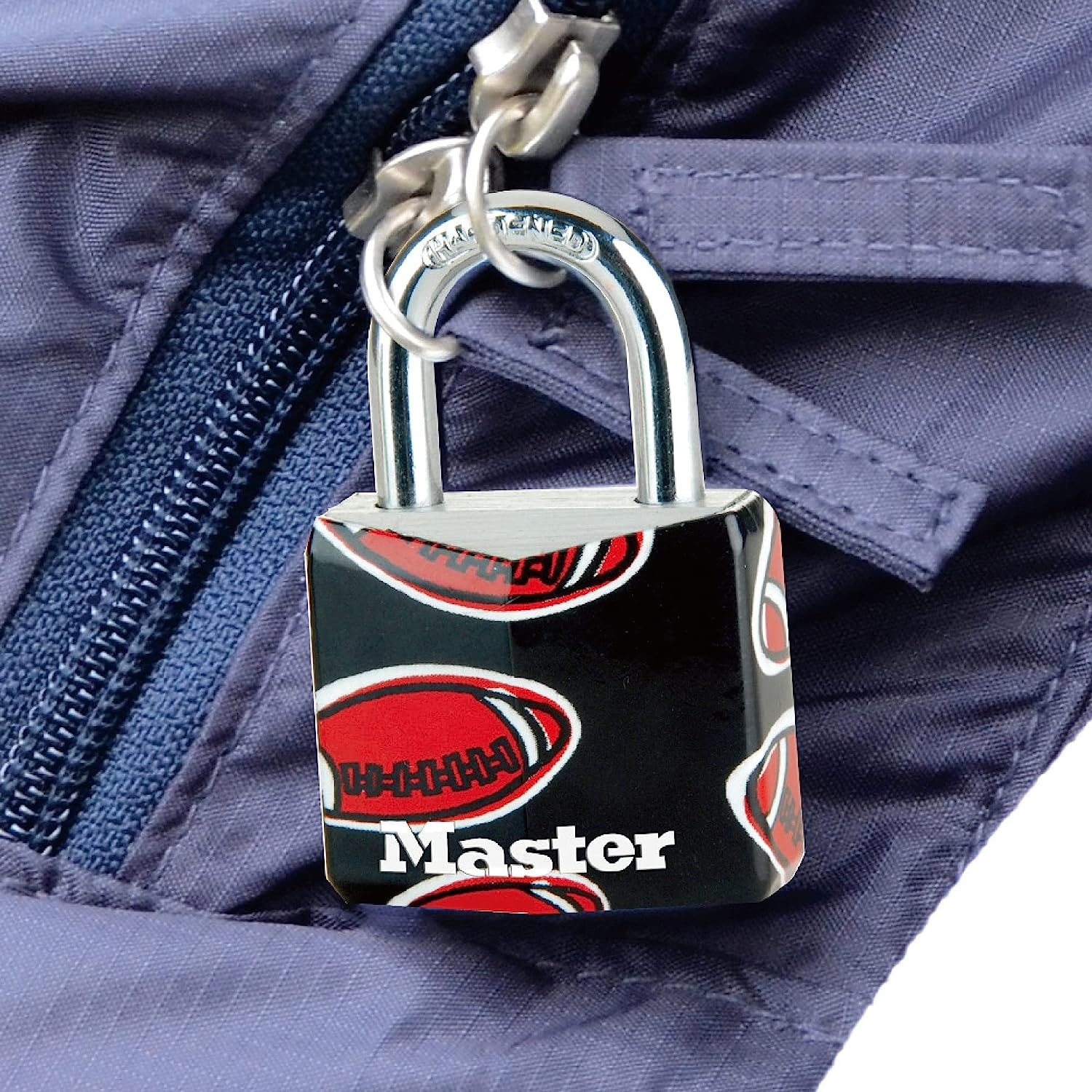 Master Lock 4-Pack of 30Mm Small Padlocks - Sports Designs - Solid Aluminum Locking Padlocks - 30Mm Wide Bodies - Perfect Gym Padlock image number 1