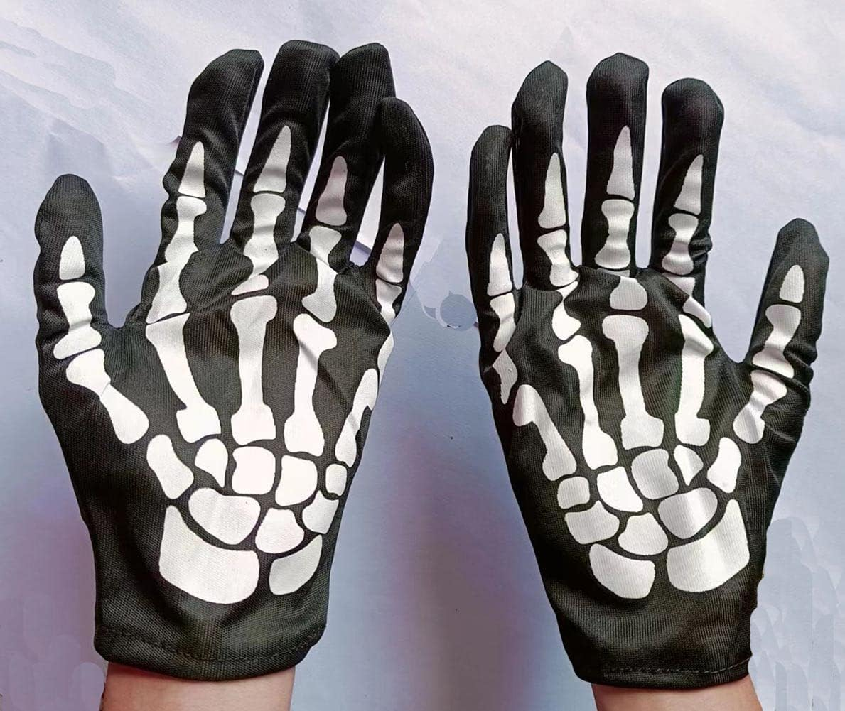Skeleton Skull Finger Gloves and Skull Face Mask, Halloween Costume, for Halloween Festival image number 3