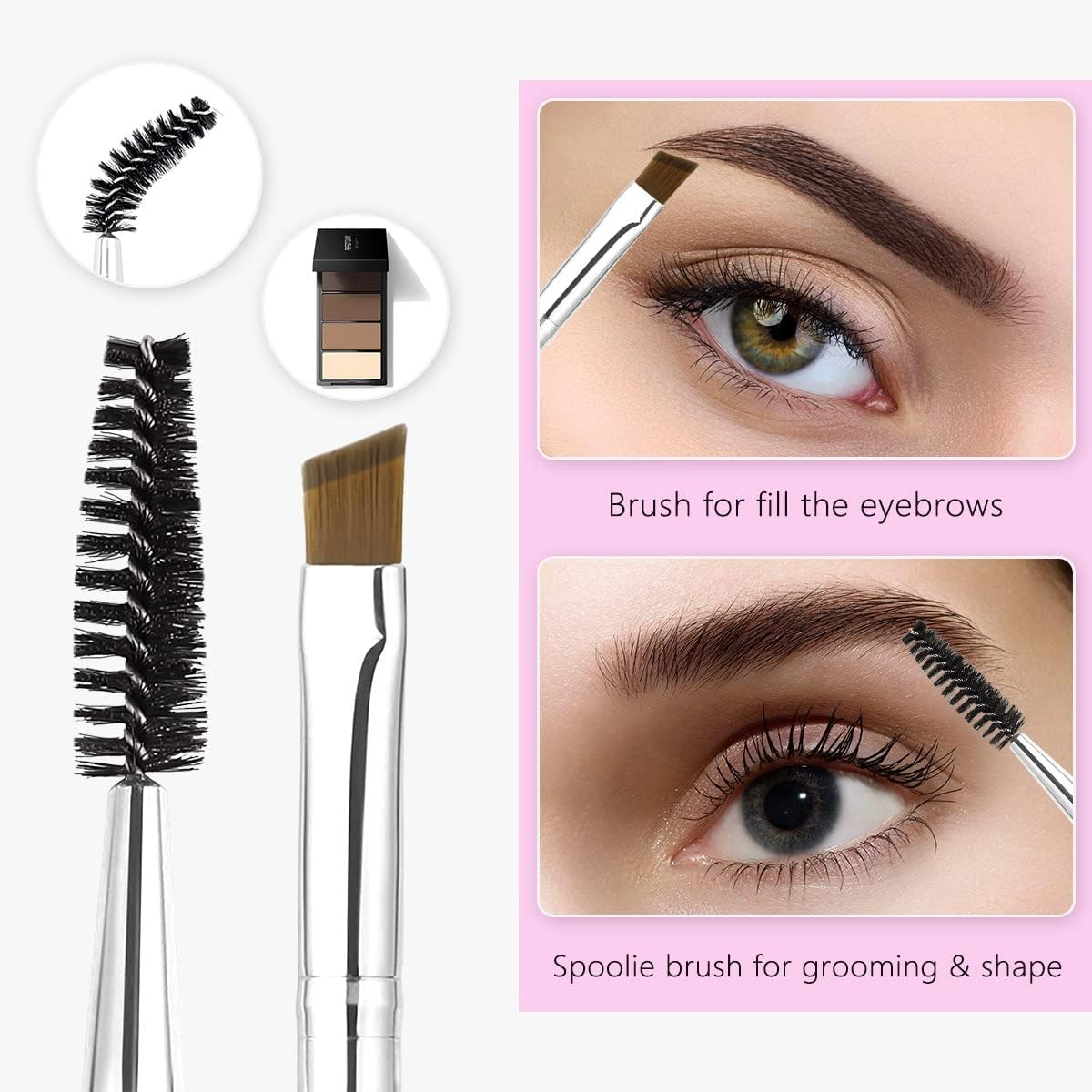 Eyelash Curlers Eyebrow Brush Kit for Women W Lash Curler, Eyelash Comb Seperator, Mascara Brushes, Eyelash Extension Tweezers, Angled Eyebrow Brush and Comb, 10 Silicone Refills Pads for Lash & Brow image number 5
