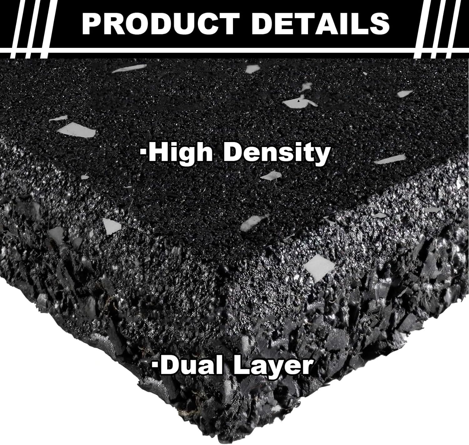 Gym Mat Flooring Heavy Duty Rubber Mat 15MM Thickness Exercise Mats Premium Slip-Resistant, Shock Absorbent, Solid Rubber Matting for Gymnastic, Sports & Fitness (Black + Grey Dots, 50CM X 50CM, 4) image number 3