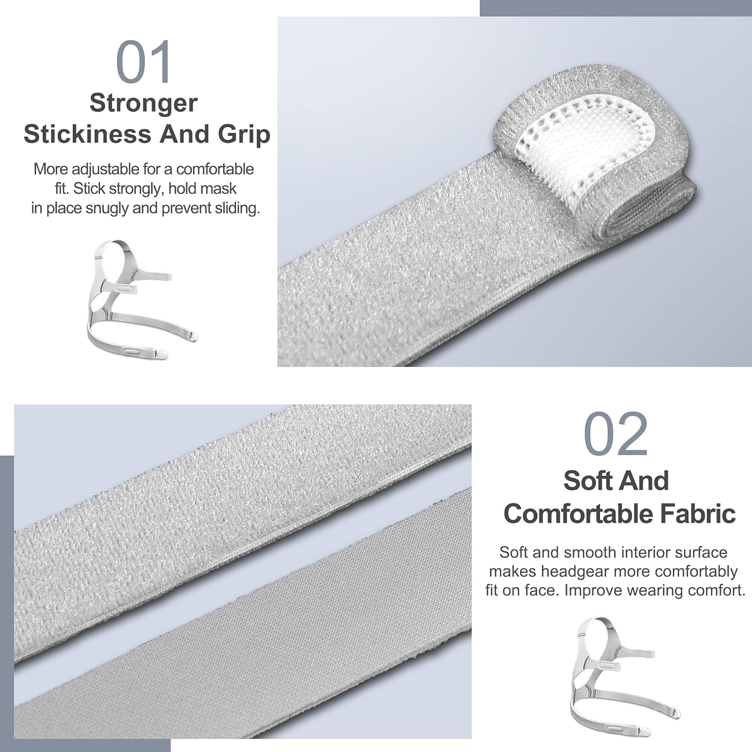 2 Pack CPAP Headgear Compatible with Resmed Airfit F20 with 4 Magnetic Clips, Replacement F20 Headgear, Great-Value CPAP Accesssories Supplied by Airsmart, Large image number 2