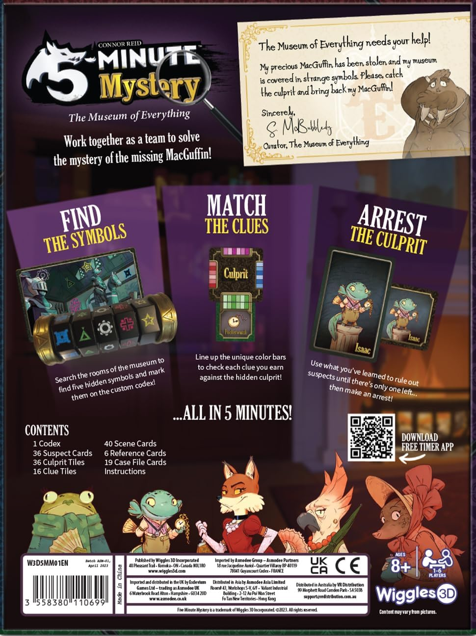 Asmodee 5 Minute Mystery | a Real-Time, Co-Op, Mystery Game | 1-6 Players | 5-30 Mins | Ages 8+