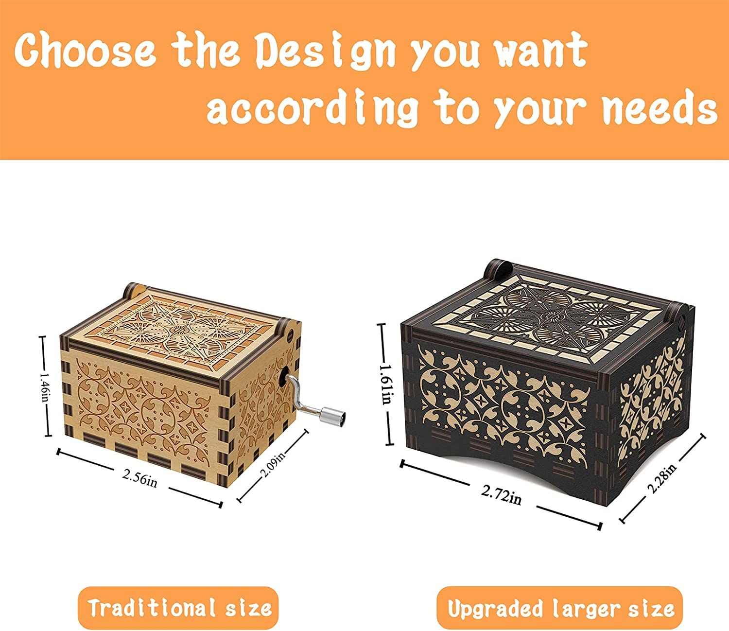 Side by Side or Miles Apart Mechanism Wood Music Box Mechanism Engraved Vintage You Are My Sunshine Tune Wooden Musical Box for Friend Sisters Women Girls Birthday Graduation - Not Sister By Blood image number 7