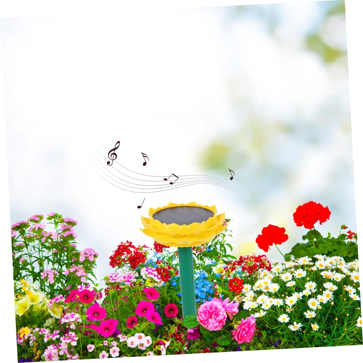 LIFKICH Solar Powered Lotus Speaker Outdoor Portable Speaker Buddha Songs for Garden Patio