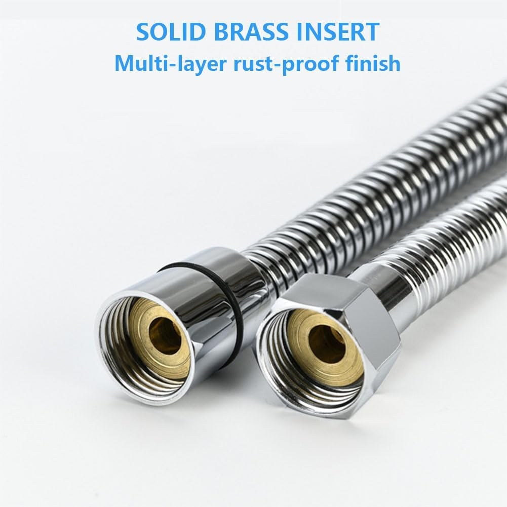Vekol Shower Hose 1.5M/59Inch Stainless Steel Shower Head Hose Replacement Handheld Shower Head with Brass Fittings, Flexible Hose Extension, Universal Shower Hose Replacement (1.5 Meter) (1.5 Meter) image number 3