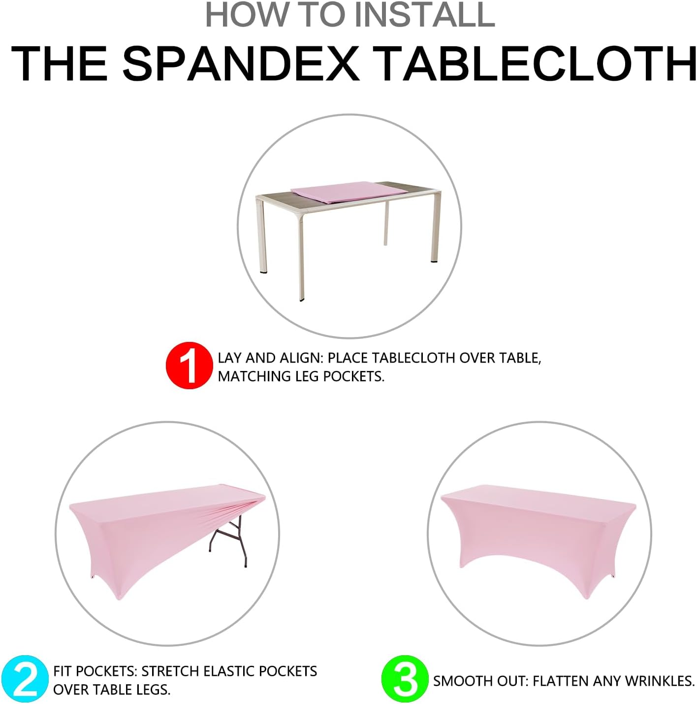 Fantastshop 8Ft Stretch Spandex Table Cloth for Rectangle Table Tight Fitted Tablecloths - Washable and Wrinkle Resistant Table Cover for Events Party Wedding Birthday Patio Banquet Festival, Pink. image number 5