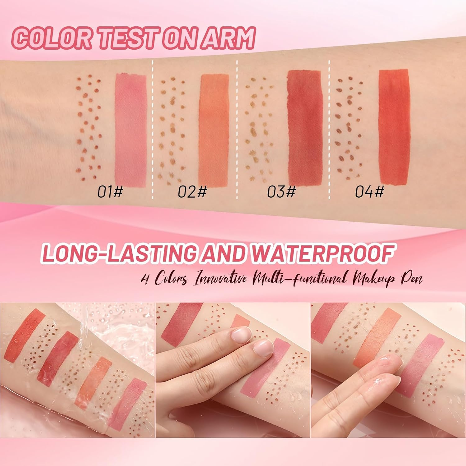 DAGEDA Blush Fake Freckle Pen,2 in 1 Faux Freckles Stamp & Liquid Blush,Natural Lifelike Make-Up Pen, Waterproof,Long-Lasting Matte Makeup,With Powder Puff(01 Light Pink)