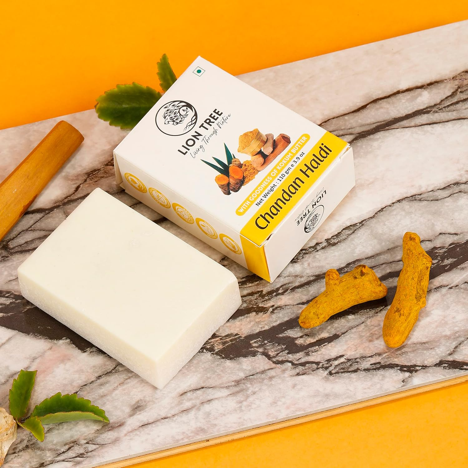 Handmade Chandan Haldi & Charcoal Soap with Goodness of Sal & Kokum Butter, for Men & Women, 220Gm Pack of 2 image number 2