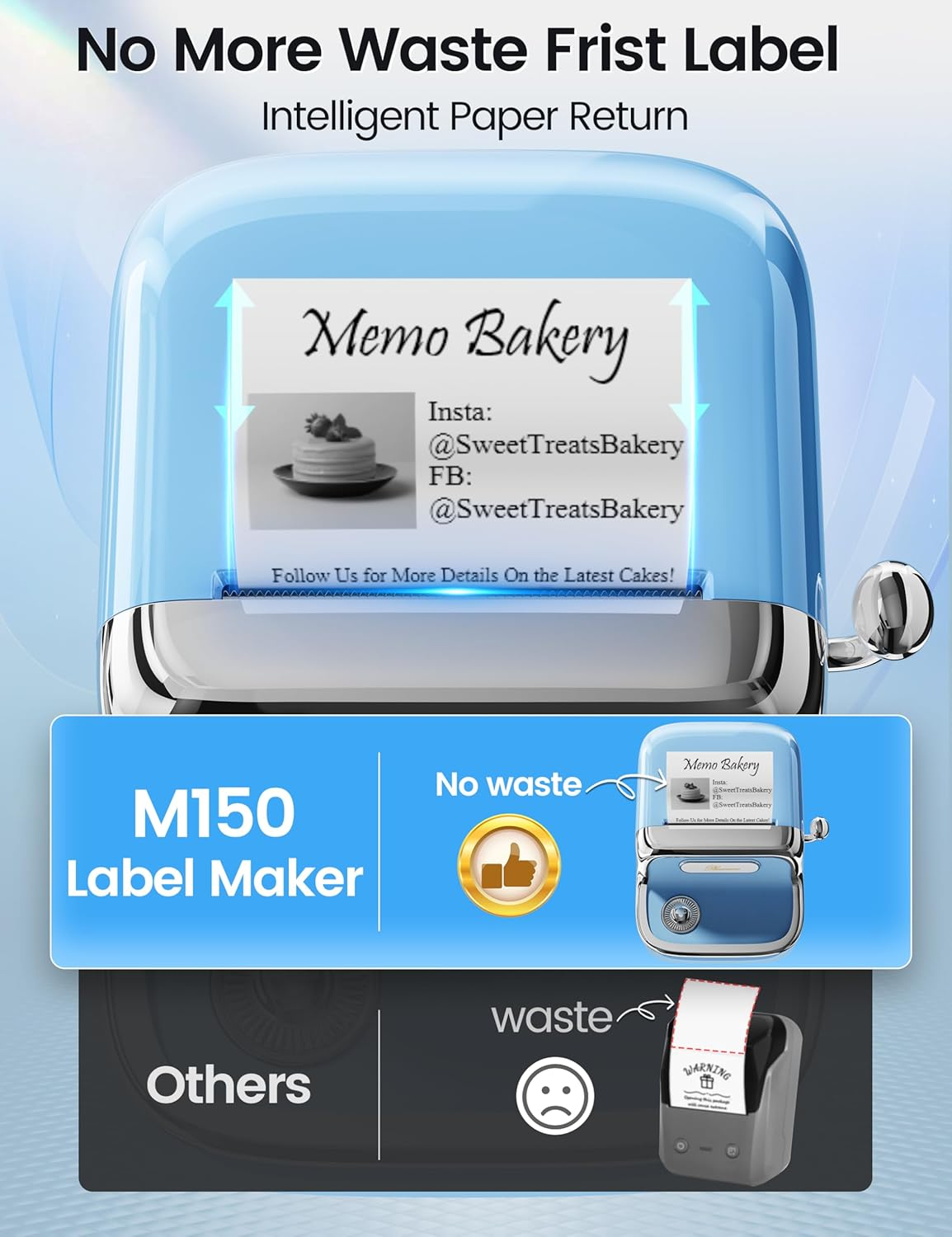 Phomemo M150 Label Maker Machine, 2025 Upgraded Bluetooth Sticker Printer, 2" Thermal Label Priner for Home Use & Small Business, Compatible with Ios & Android Phone, with 1 Pack 40X30Mm Thermal Label image number 3