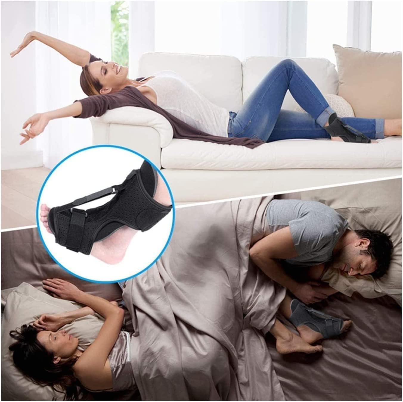 Plantar Fasciitis Night Splint, Adjustable Elastic Dorsal Plantar Fasciitis Night Splint Brace, Achilles Tendonitis, Foot Drop,Heel Ankle Arch Foot Pain image number 2