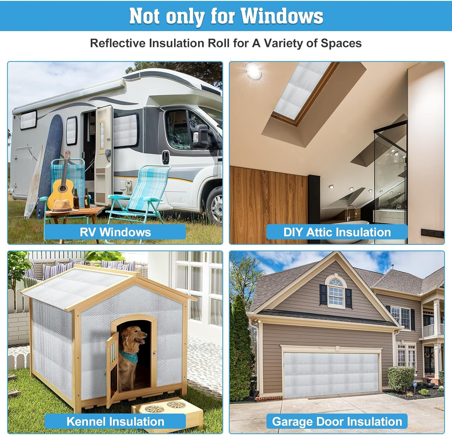 UCINNOVATE 0.5Mx3M Reflective Insulation Roll, Double Side Thermal Aluminum Foil Insulation for Summer Heat, Bubble Window Insulation Shield for Winter Weatherproof Attics,Garage,Rv,Ducts,Roof image number 4