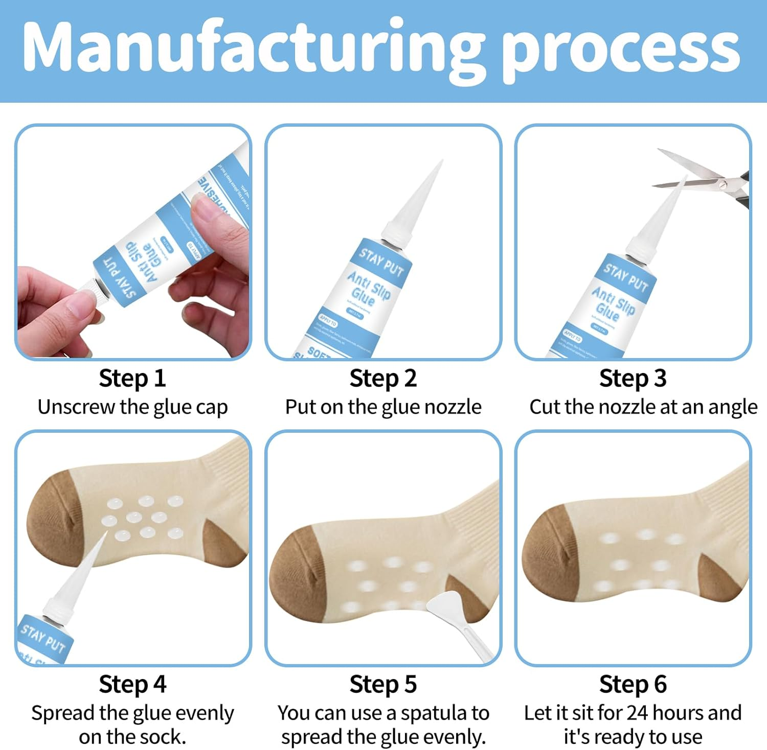 TBTFW anti Slip Sock Fabric 1.77Oz, Fabric Paint for Non-Slip Socks, Transparent Waterproof Dimensional Fabric Paint, Suitable for Socks, Foot Mats, and Blankets to Prevent Slipping image number 4