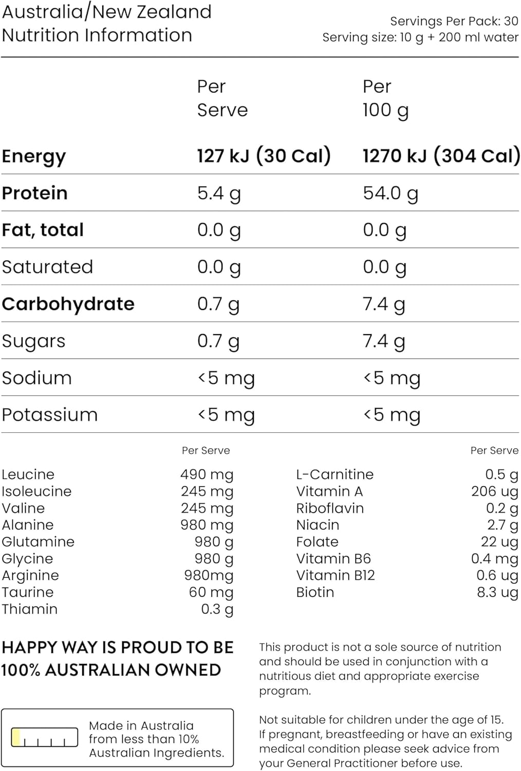 Happy Way BCAA Powder Raspberry Flavour 300G image number 1