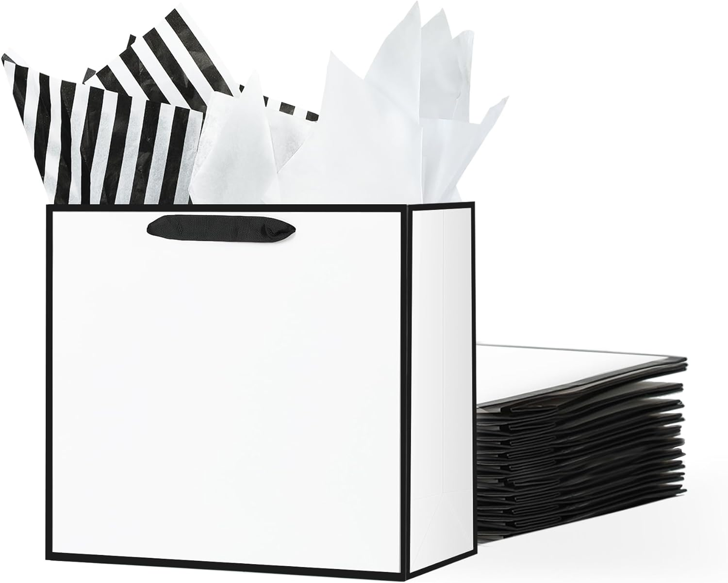 Offizon 12 Pack White Gift Bags, 8.7" Medium Gift Bags with Tissue Paper image number 6