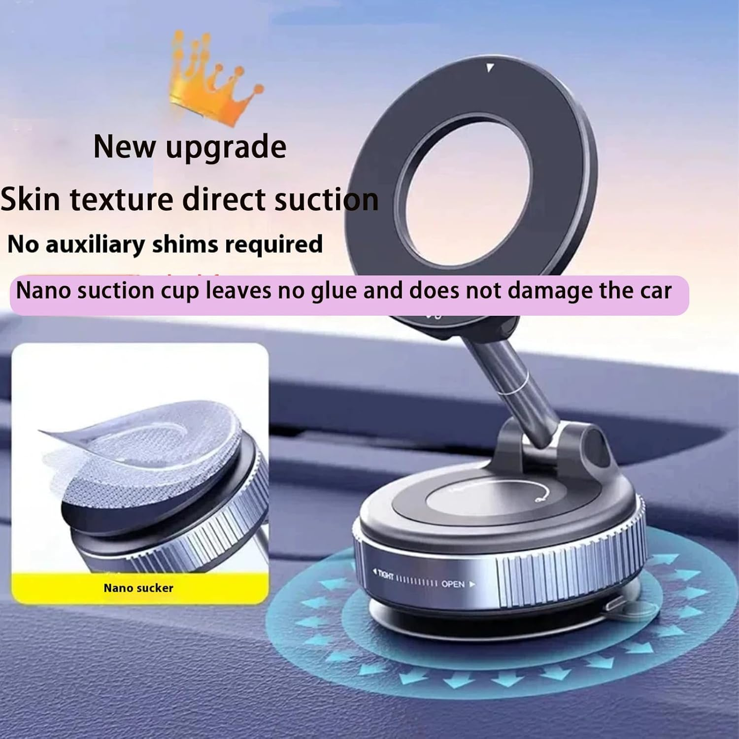 Rookii 360&deg;Vacuum Magnetic Suction Phone Holder,Foldable and Retractable Hands-Free Suction Cup Phone Mount for Car/Gym/Mirror/Smooth Surface, Compatible with Iphone Android and All Smartphones. image number 6