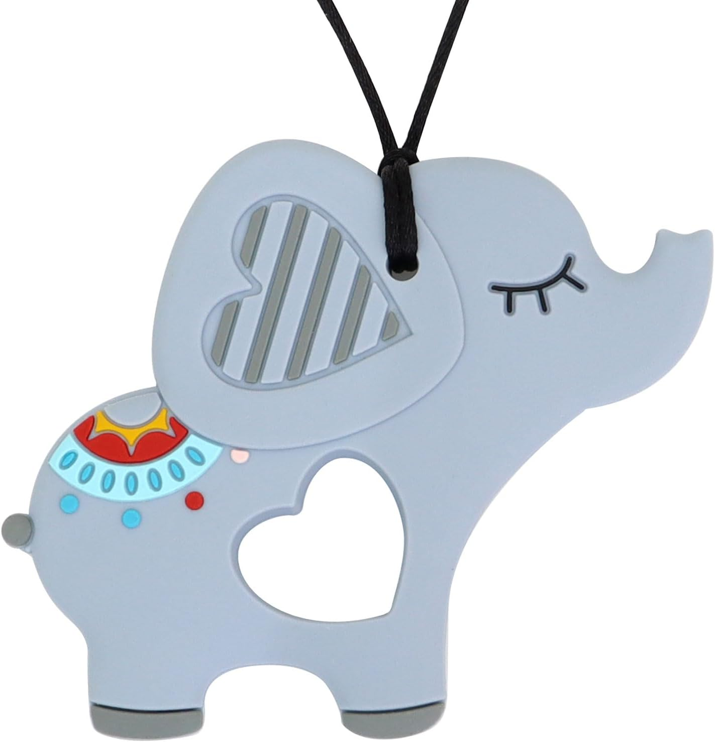 Panny & Mody Australian Local Manufacturer Sensory Chew Necklace, Silicone Elephant Pendant Teether Toy for Boy Girl Kids