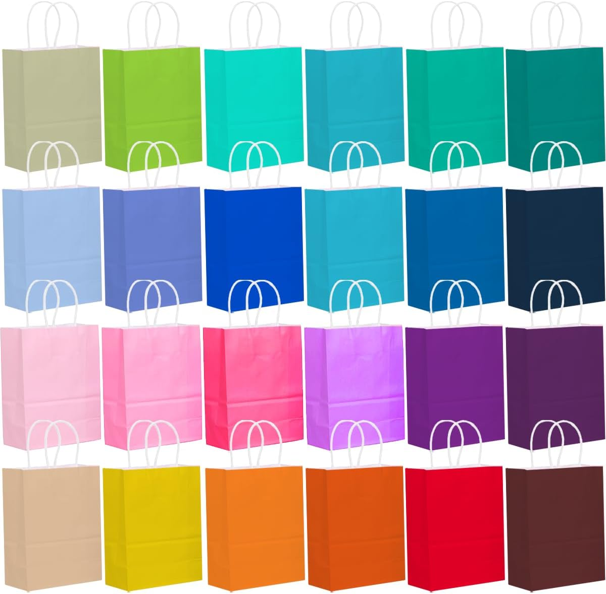 Qiqee 24PCS Small Gift Bag 15X8X21Cm with Handles Bulk Gift Bags 24 Different Senior Color Bags Multiple Uses (8.3X6X3.15Inch, Small Size) image number 2