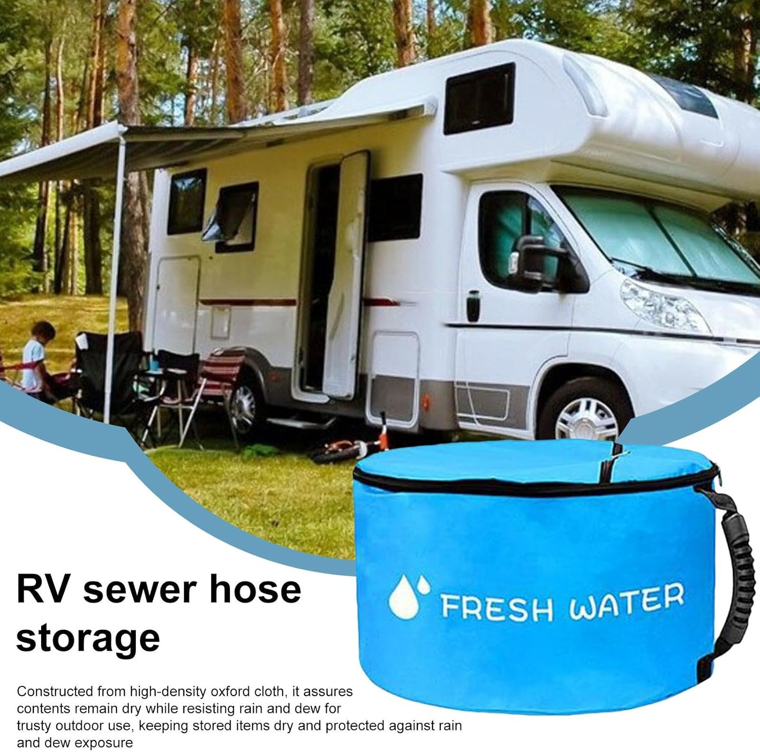 RV Hose Storage,Waterproof RV Hose Bags | Portable Carrier with Double Zipper Holder for Septic Tools Camping Trailer Waste, Blue, Refer to Description, Unisex image number 6