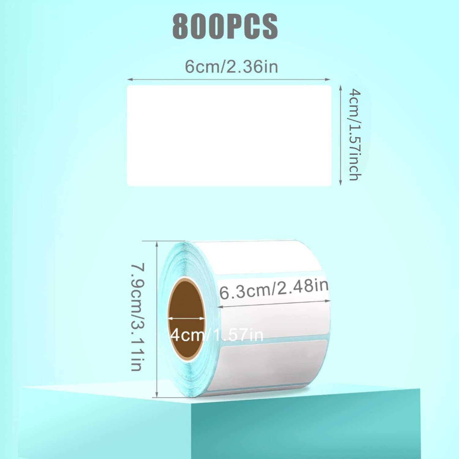 800Pcs 2.4X1.6Inch Thermal Labels Stickers, Rectangle Self-Adhesive Shipping Removable Blank Labels for Thermal Printer, Sticker Labels for Containers Bottles Storage Bins or Office Supplies (White) image number 4