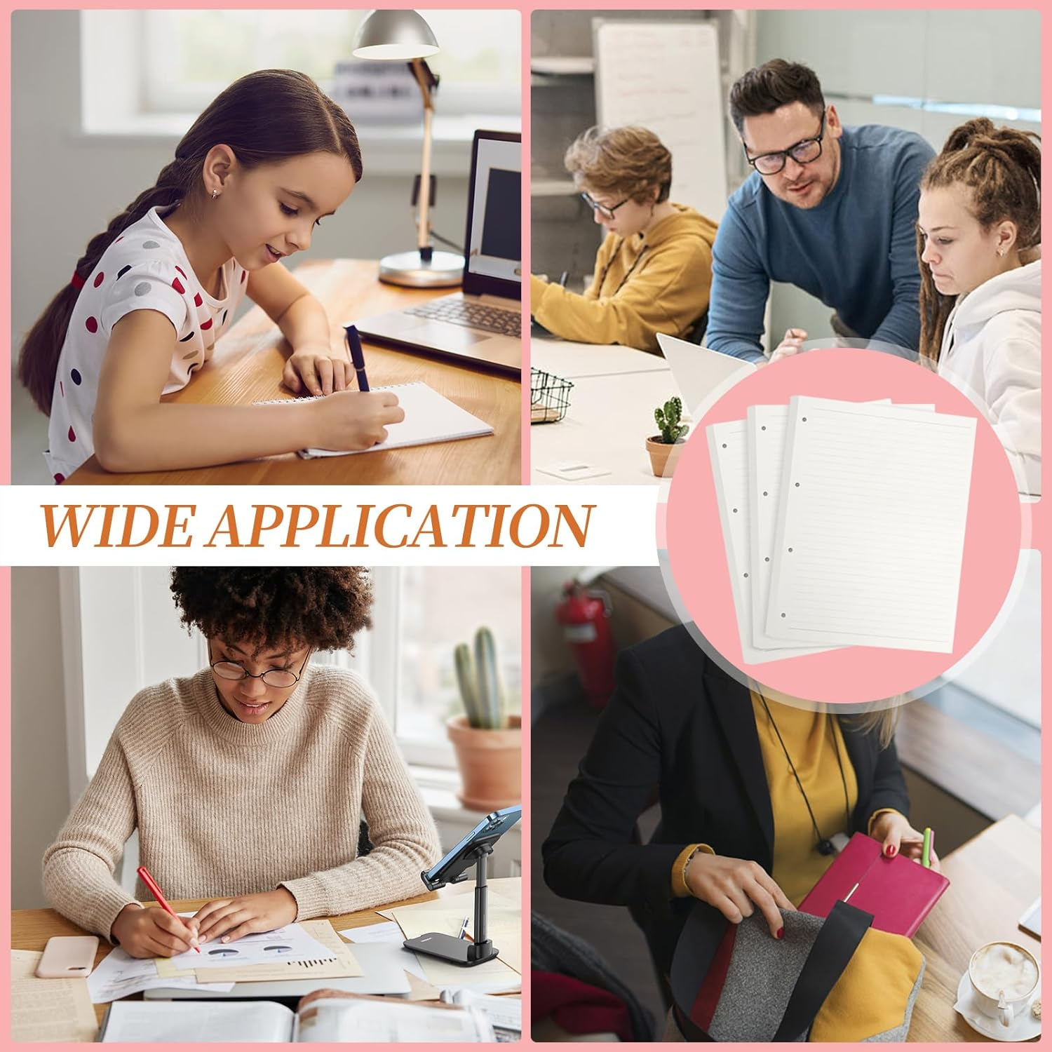 Songaa A4 Refill Paper [3 Packs] - 100GSM Thick Refill Paper, 135 Sheets (270 Pages) Refillable Paper 4-Hole Filler Inserts Loose Leaf Paper for 4 Ring Binder Folder Refillable Notebook (Lined Paper)