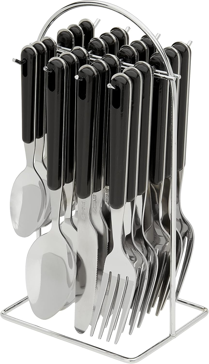 Avanti 16721 24 Piece Hanging Cutlery Set with Wire Frame, Black image number 1