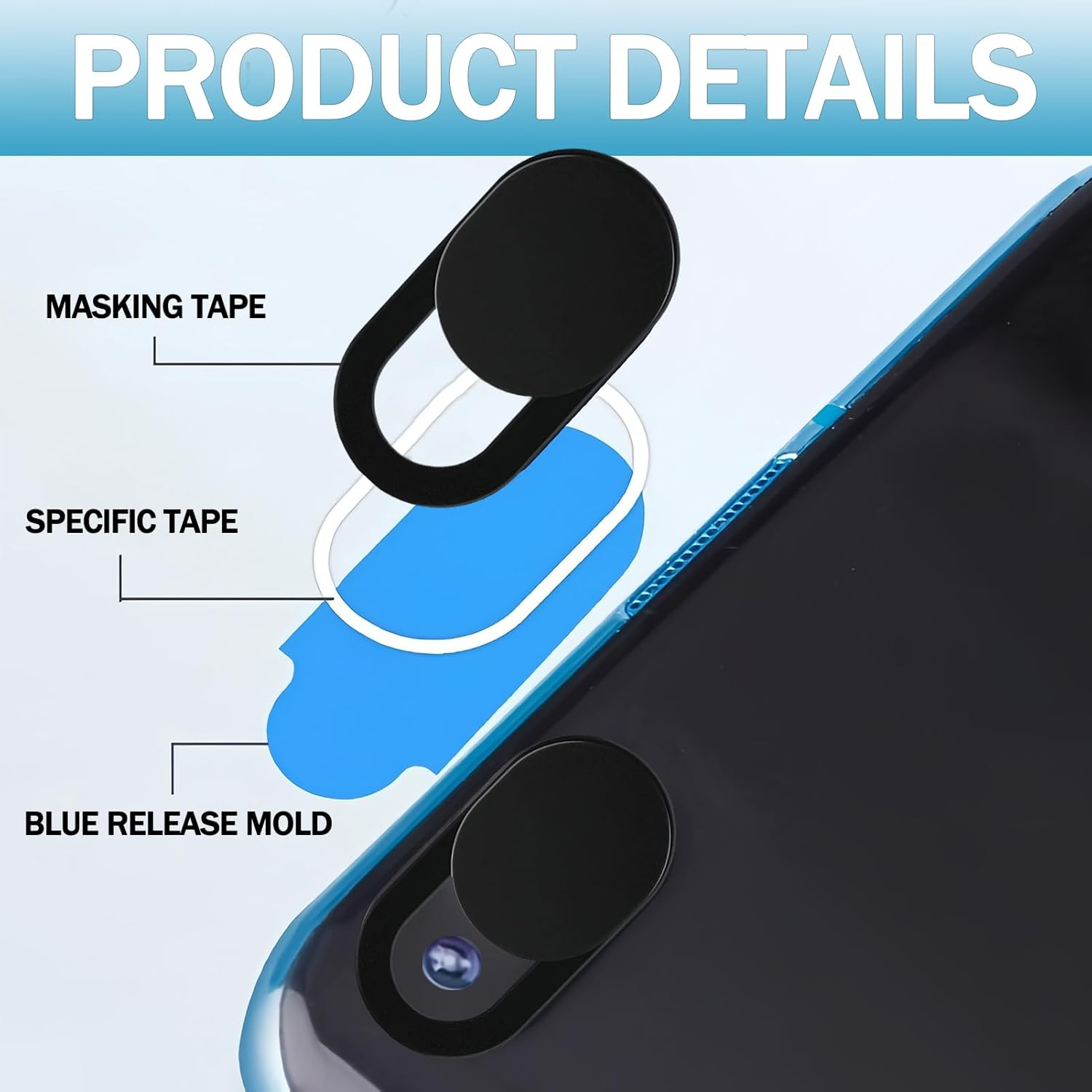 6-Pack Webcam Cover, Ultra-Thin Phone Camera Cover for Mac Book Pro, I M Ac, Lap Top, P C, I P a D Pro, I P H O N E 8/7/6 Plus, Privacy Protection, Easy to Use, Secure and Durable, Black image number 4