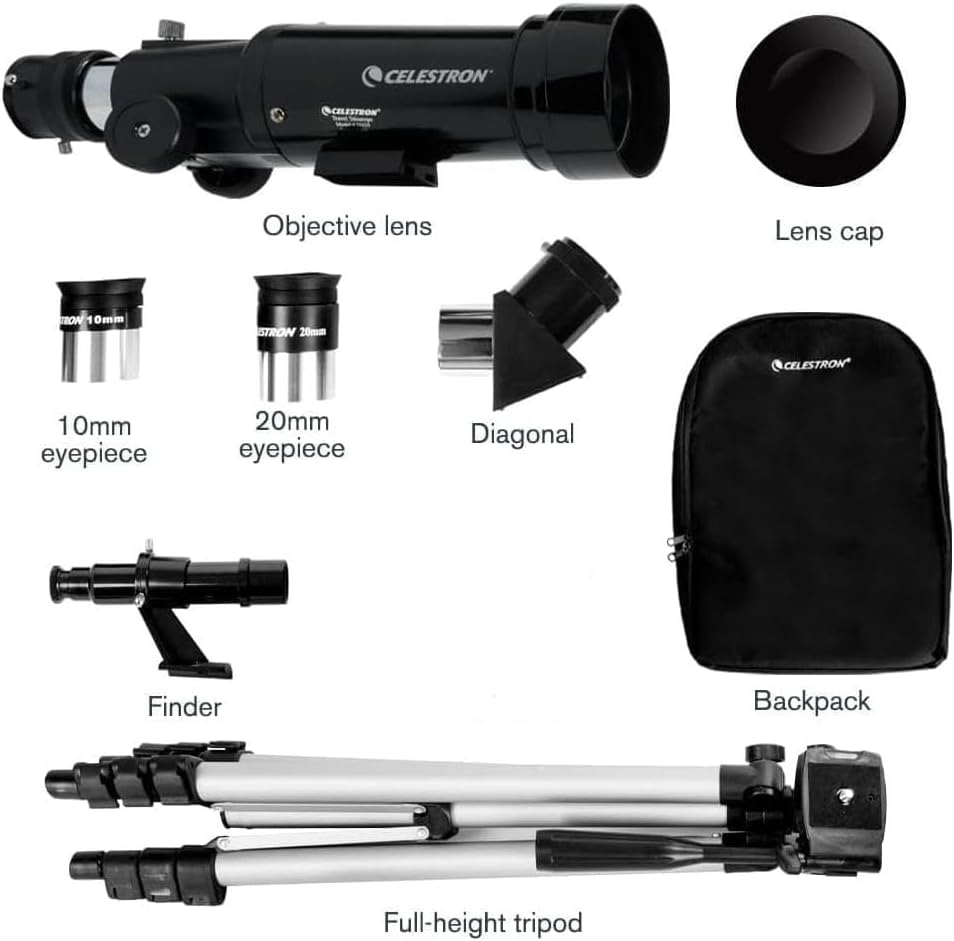 21035 Travel Telescope 70Mm F/5.7 AZ Refractor Telescope Kit, Black, 70 with Backpack image number 5